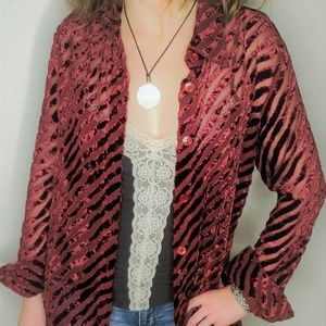 Wine Zebra Sheer Jacket/ Duster